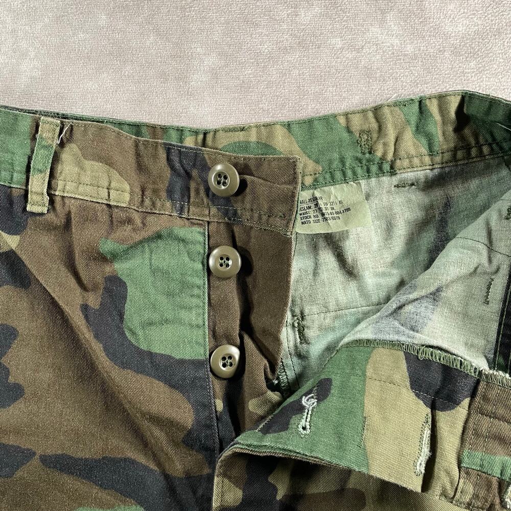 Vintage 80s 90s US Army Woodland Camo Cargo Pants Large Double Knee 29W Military - Picture 5 of 11